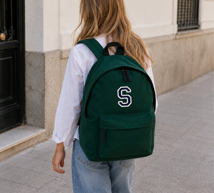 MOCHILA GRANDE VERDE OSCURO |  INICIAL