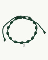 DARK GREEN KNOTS BRACELET | INITIAL MINI