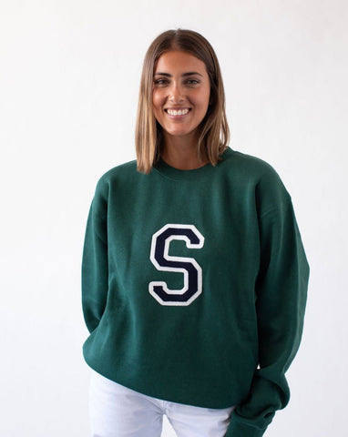 DARK GREEN SWEATSHIRT | LARGE INITIAL CURL