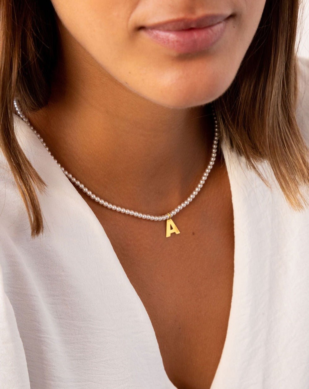 PEARL NECKLACE | INITIAL MIDI GOLD