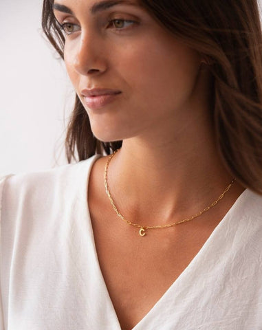 GOLD SLABONS NECKLACE | + INITIALS MINI