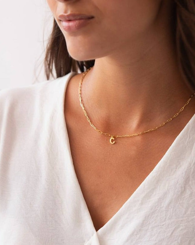 GOLD SLABONS NECKLACE | INITIAL MINI