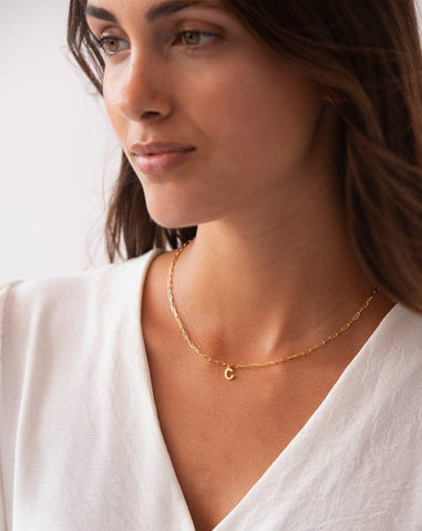 GOLD SLABONS NECKLACE | INITIAL MINI