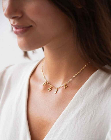 GOLD SLABONS NECKLACE | + INITIALS MINI