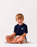 BABIES & KIDS - NAVY BLUE T-SHIRT | INITIAL MICRO GREEN