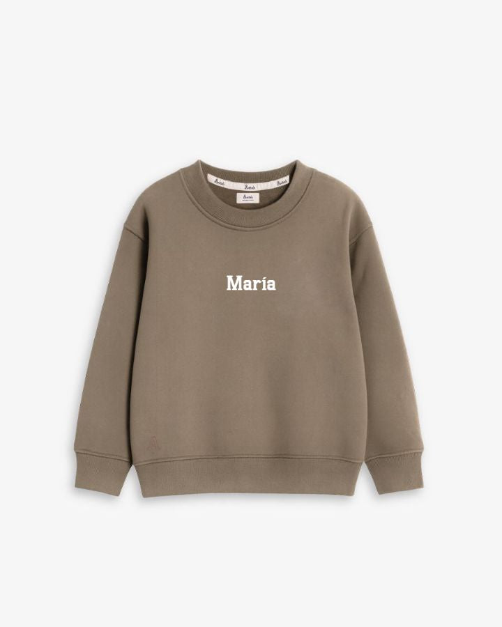 BABIES & KIDS - SUDADERA MARRÓN CHOCOLATE | BORDADO PERSONALIZADO
