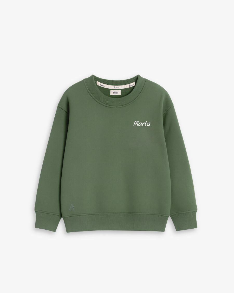 BABIES & KIDS - SUDADERA VERDE OLIVA | BORDADO PERSONALIZADO