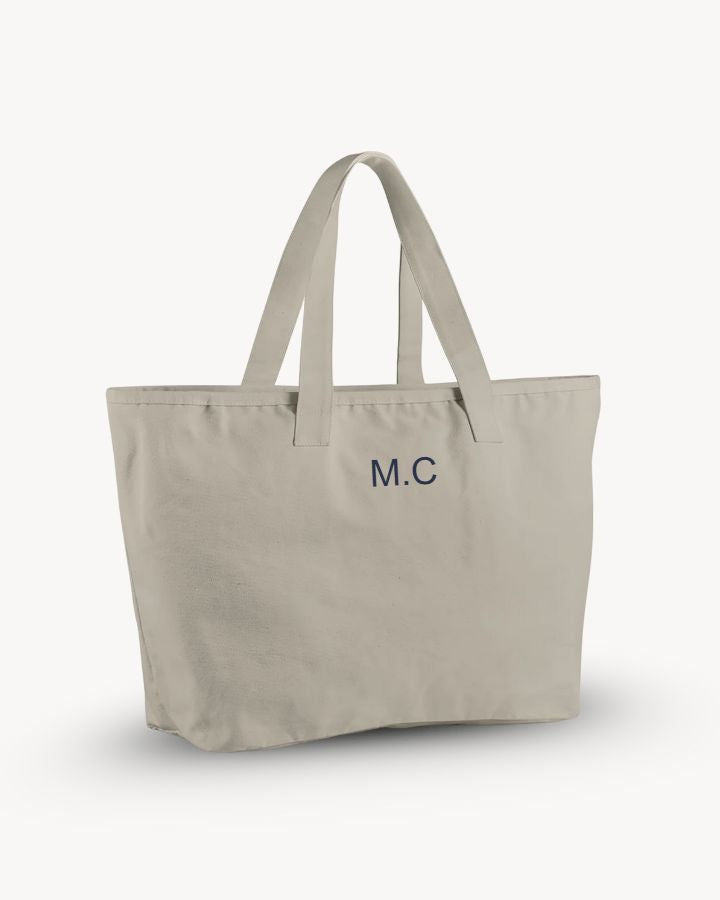 BOLSA MAXI TELA GRIS | BORDADO PERSONALIZADO