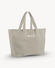 BOLSA MAXI TELA GRIS | BORDADO PERSONALIZADO