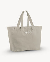 BOLSA MAXI TELA GRIS | BORDADO PERSONALIZADO