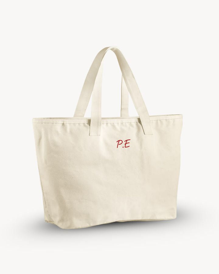 BOLSA MAXI TELA OFF WHITE | BORDADO PERSONALIZADO