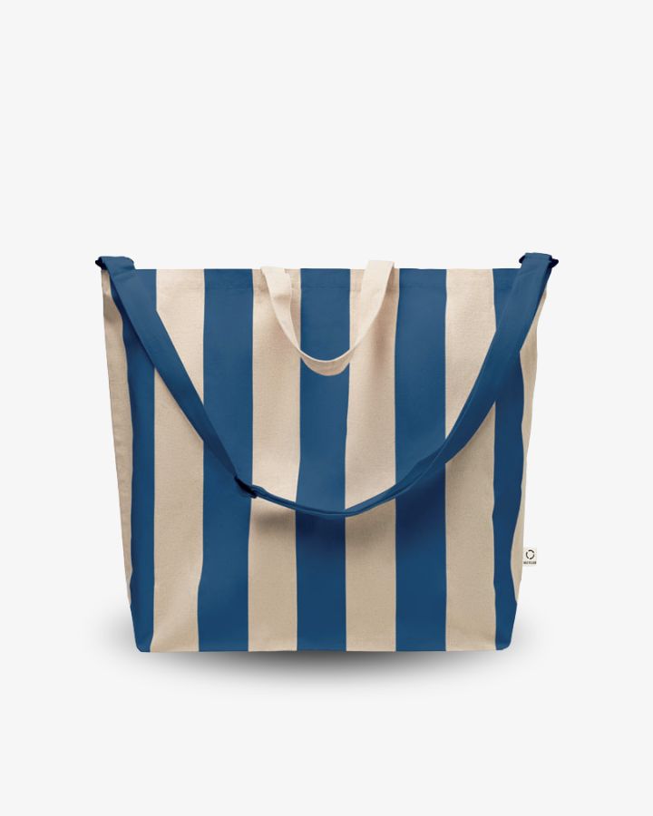 BOLSA MAXI TELA RAYAS NAVY | BORDADO PERSONALIZADO