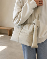 QUILTED OFF-WHITE BAG | MINIMALIST EMBROIDERY