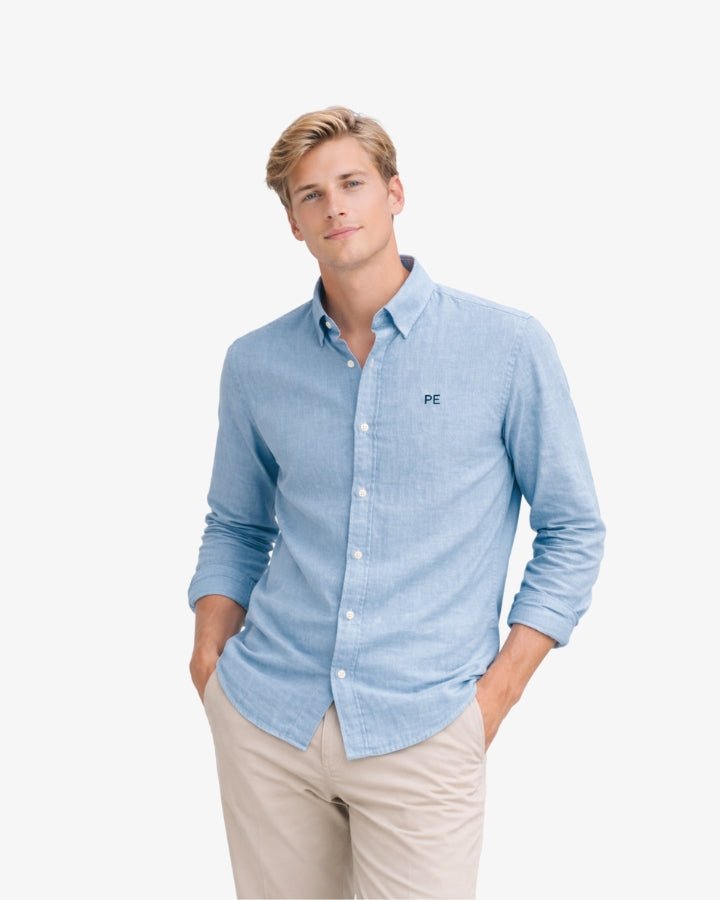 CAMISA AZUL CELESTE | BORDADO MINIMALISTA