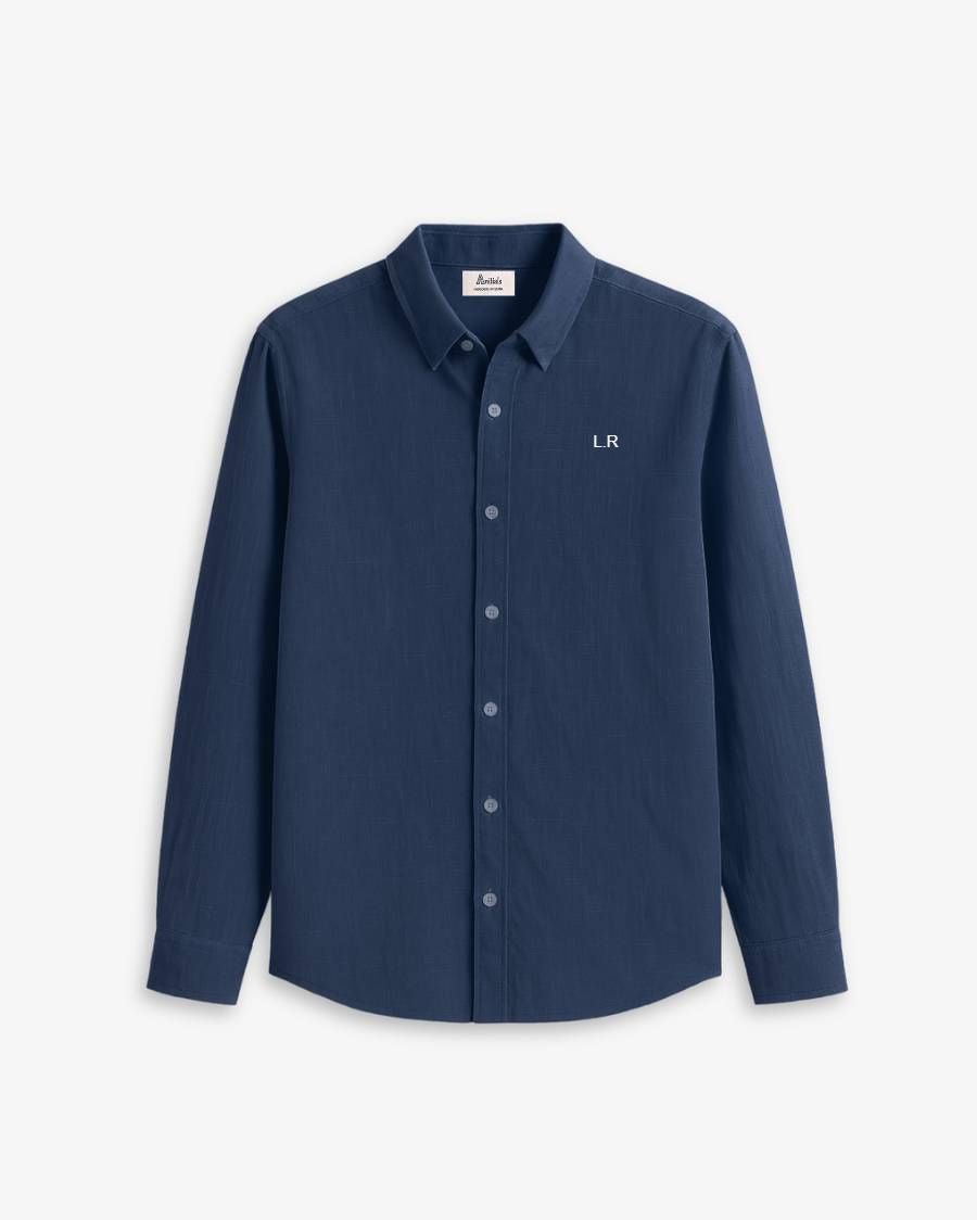 CAMISA AZUL MARINO | BORDADO MINIMALISTA