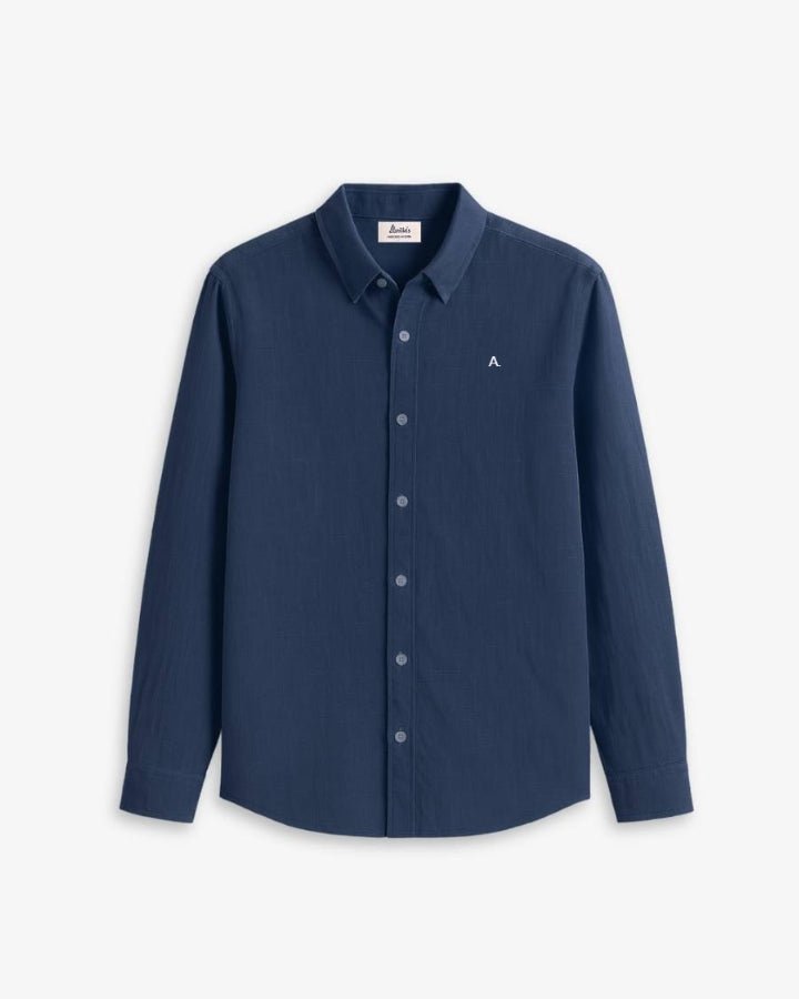 CAMISA AZUL MARINO | BORDADO MINIMALISTA