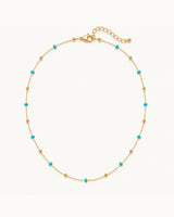 GOLD-PLATED TURQUOISE BEADED NECKLACE