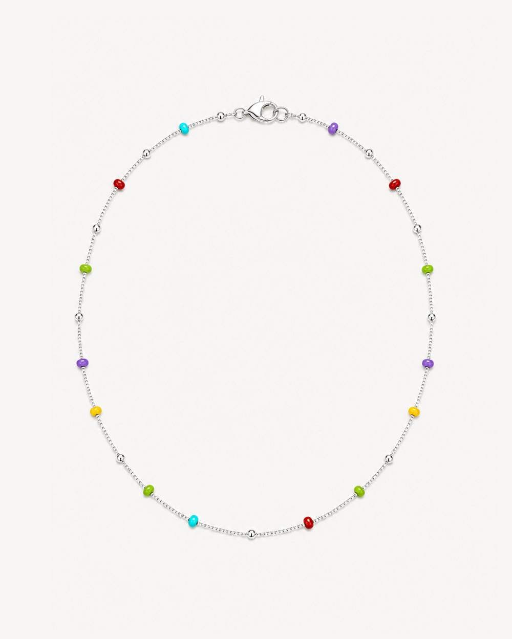 COLLAR BOLITAS MULTICOLOR PLATA