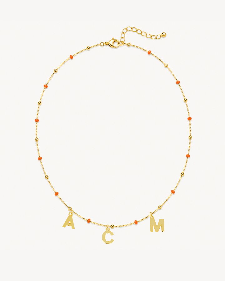 COLLAR BOLITAS CORAL ORO | INICIALES MINI