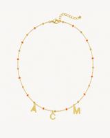 GOLD-PLATED CORAL BEADED NECKLACE | ONE OR MORE MINI INITIALS
