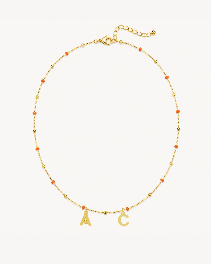 COLLAR BOLITAS CORAL ORO | INICIALES MINI