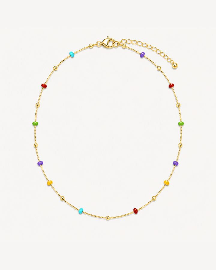 COLLAR BOLITAS MULTICOLOR ORO
