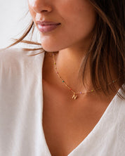 COLLAR BOLITAS MULTICOLOR ORO | INICIALES MINI