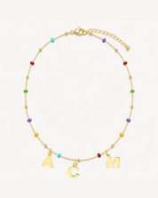 GOLD-PLATED MULTICOLOR BEADED NECKLACE | ONE OR MORE MIDI INITIALS