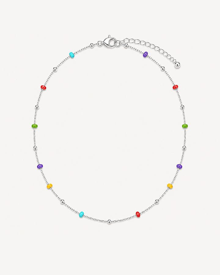 COLLAR BOLITAS MULTICOLOR PLATA