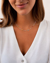 COLLAR BOLITAS MULTICOLOR PLATA