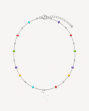 COLLAR BOLITAS MULTICOLOR PLATA | INICIALES MIDI