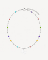 SILVER MULTICOLOR BEAD NECKLACE | ONE OR MORE INITIALS MIDI