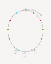 COLLAR BOLITAS MULTICOLOR PLATA | INICIALES MIDI