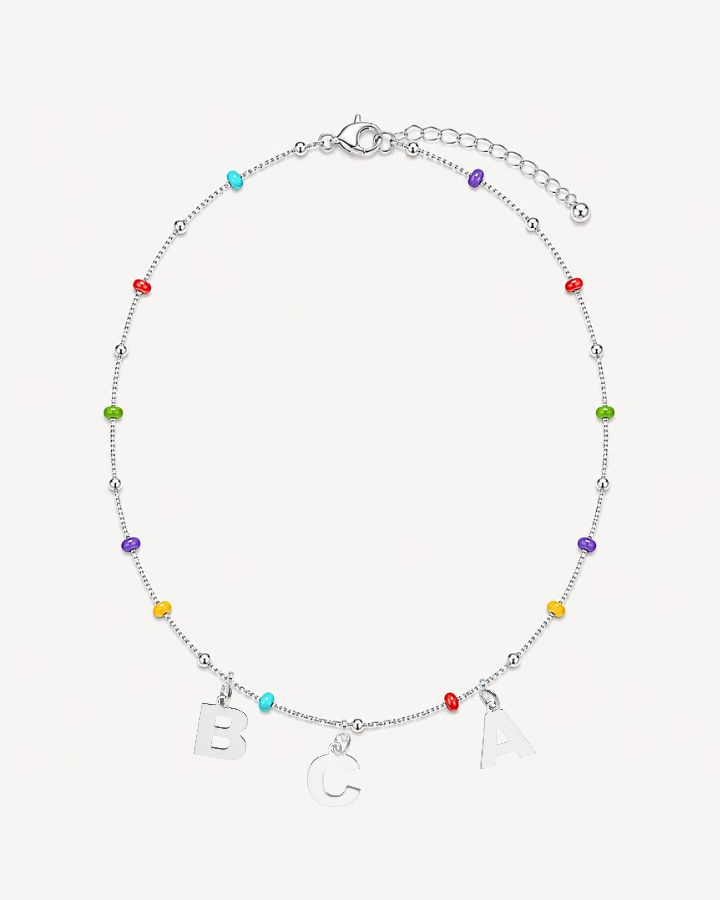 COLLAR BOLITAS MULTICOLOR PLATA | INICIALES MIDI