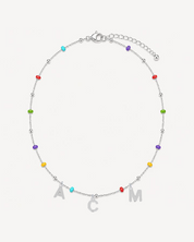 COLLAR BOLITAS MULTICOLOR PLATA | INICIALES MINI