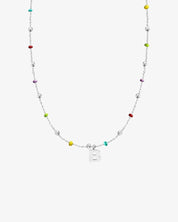 COLLAR BOLITAS MULTICOLOR PLATA | UNA O MÁS INICIALES MIDI