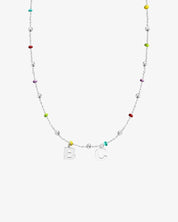COLLAR BOLITAS MULTICOLOR PLATA | UNA O MÁS INICIALES MIDI