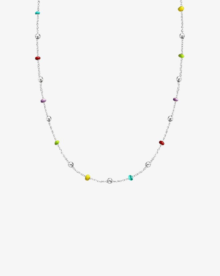 COLLAR BOLITAS MULTICOLOR PLATA | UNA O MÁS INICIALES MIDI