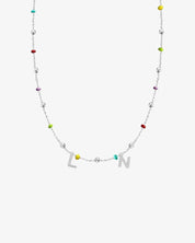 COLLAR BOLITAS MULTICOLOR PLATA | UNA O MÁS INICIALES MINI