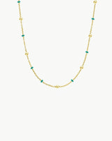 GOLD-PLATED TURQUOISE BEADED NECKLACE