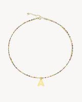 COLLAR CADENA MULTICOLOR ORO | INICIAL MIDI