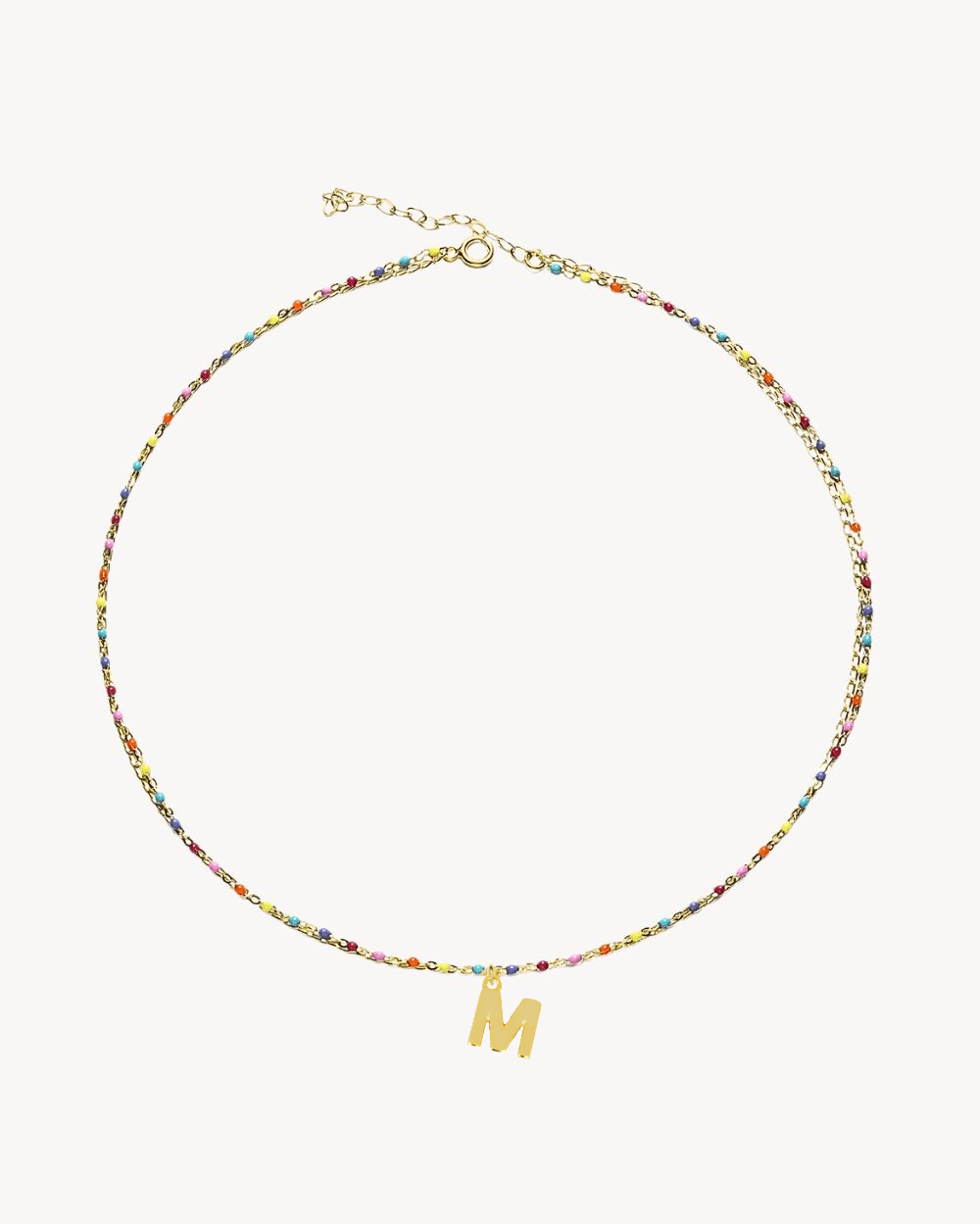 COLLAR CADENA MULTICOLOR ORO | INICIAL MINI