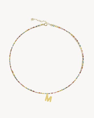 COLLAR CADENA MULTICOLOR ORO | INICIAL MINI