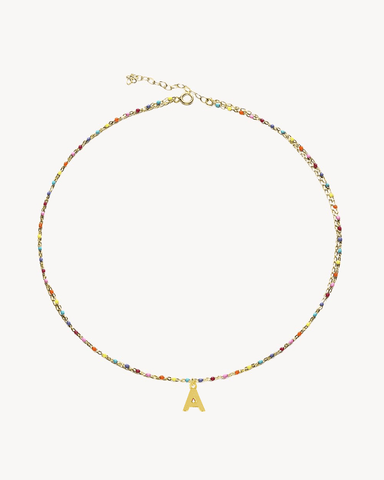 COLLAR CADENA MULTICOLOR ORO | INICIAL MINI