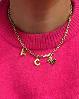GOLD-PLATED THICK LINK NECKLACE | INITIAL MIDI
