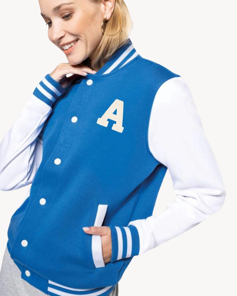 COLLEGE JACKET LIGHT ROYAL BLUE | INICIAL MINI RIZO