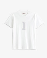 CAMISETA BLANCA | INICIAL LENTEJUELAS PLATEADAS -I- | TALLA S