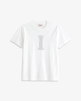 KIDS - CAMISETA BLANCA | INICIAL LENTEJUELAS PLATEADAS -I- | TALLA 13/14