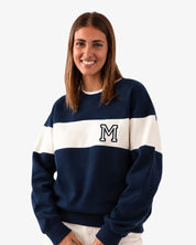 VARSITY SWEATSHIRT NAVY BLUE/OFF WHITE | INITIAL MINI