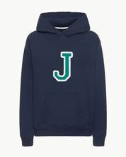 SUDADERA HOODIE NAVY BLUE | INICIAL GRANDE VERDE -J- | TALLA XXL